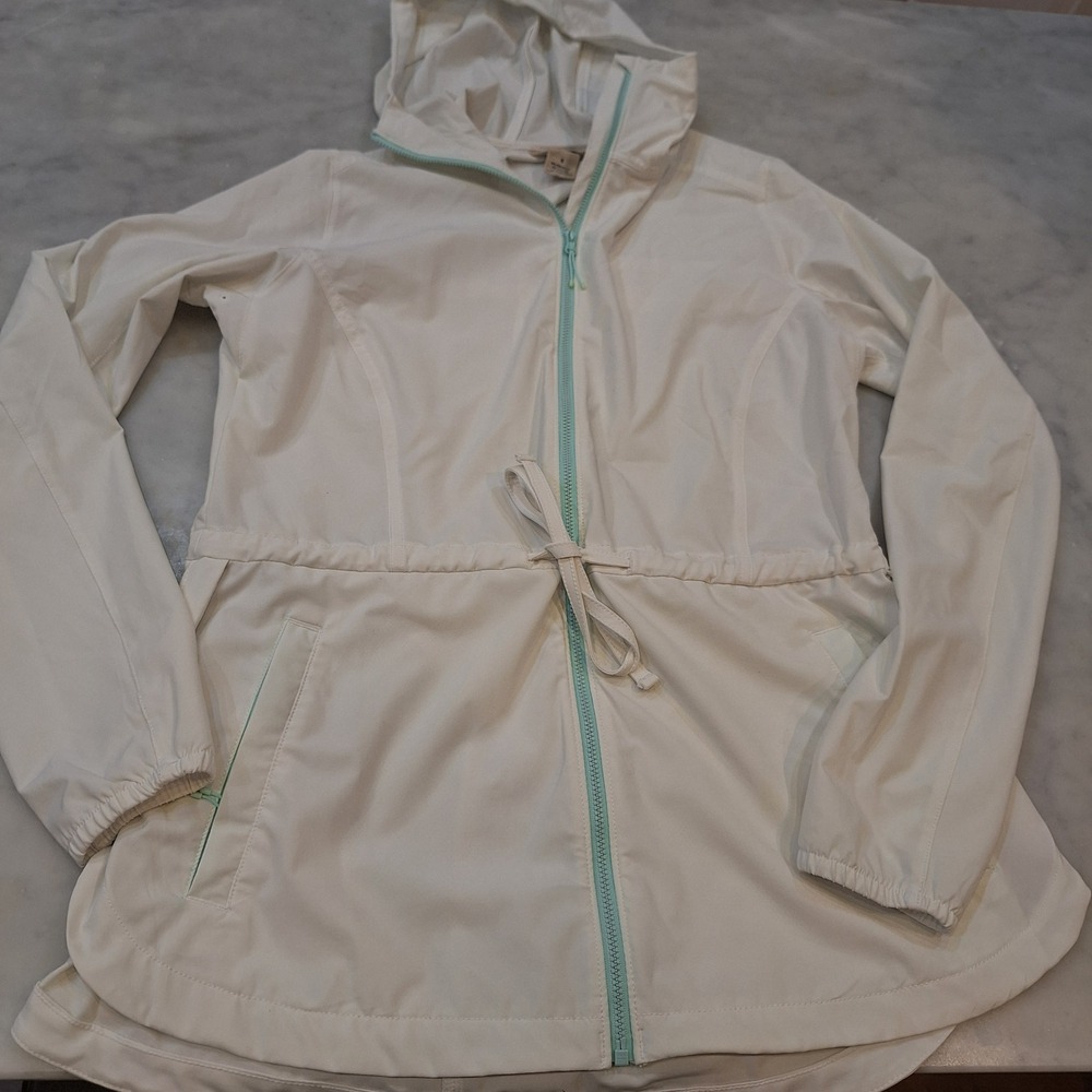 Duluth Trading Co Hooded Jacket Womens Small White Mint Zip Activewear